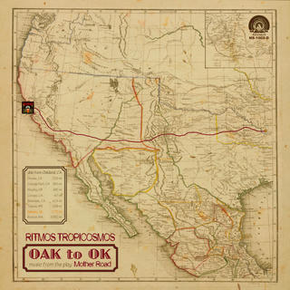 an 1800s map of Mexico/Western US with a route charted from OAK to OKLAHOMA
